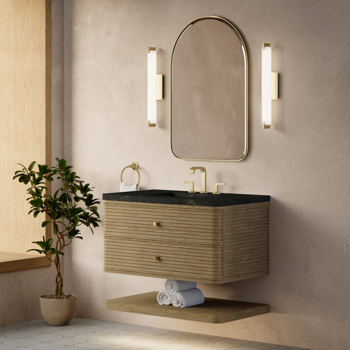 James Martin Vanities Allamari 36" Dune Mist Single Vanity With 3 CM Phantome Eclos Top