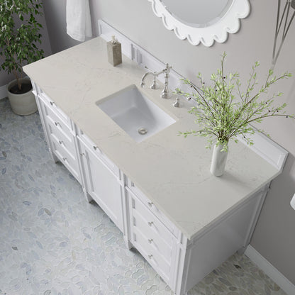 James Martin Vanities Brittany 60" Bright White Single Vanity With 3 CM Siberian Silestone Top