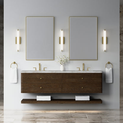 James Martin Vanities Allamari 72" Sable Double Vanity With 3 CM Victorian Silver Top and FreePower Wireless Charger