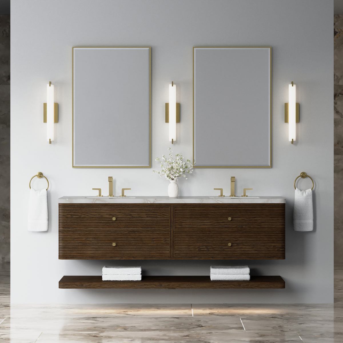 James Martin Vanities Allamari 72" Sable Double Vanity With 3 CM Victorian Silver Silestone Top