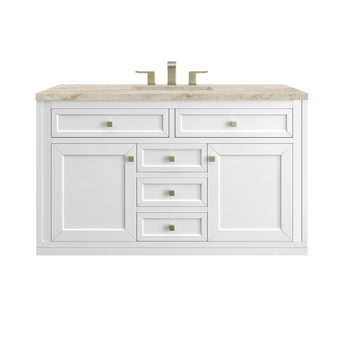 James Martin Vanities Chicago 48" Glossy White Single Vanity With 3 CM Tajnar Eclos Top