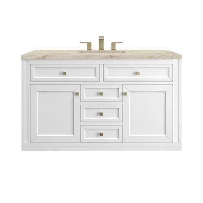 James Martin Vanities Chicago 48" Glossy White Single Vanity With 3 CM Tajnar Eclos Top