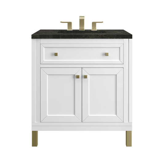 James Martin Vanities Chicago 30" Glossy White Single Vanity With 3 CM Phantome Eclos Top