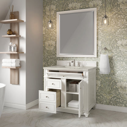 James Martin Vanities Bristol 36" Bright White Single Vanity With 3 CM Siberian Silestone Top