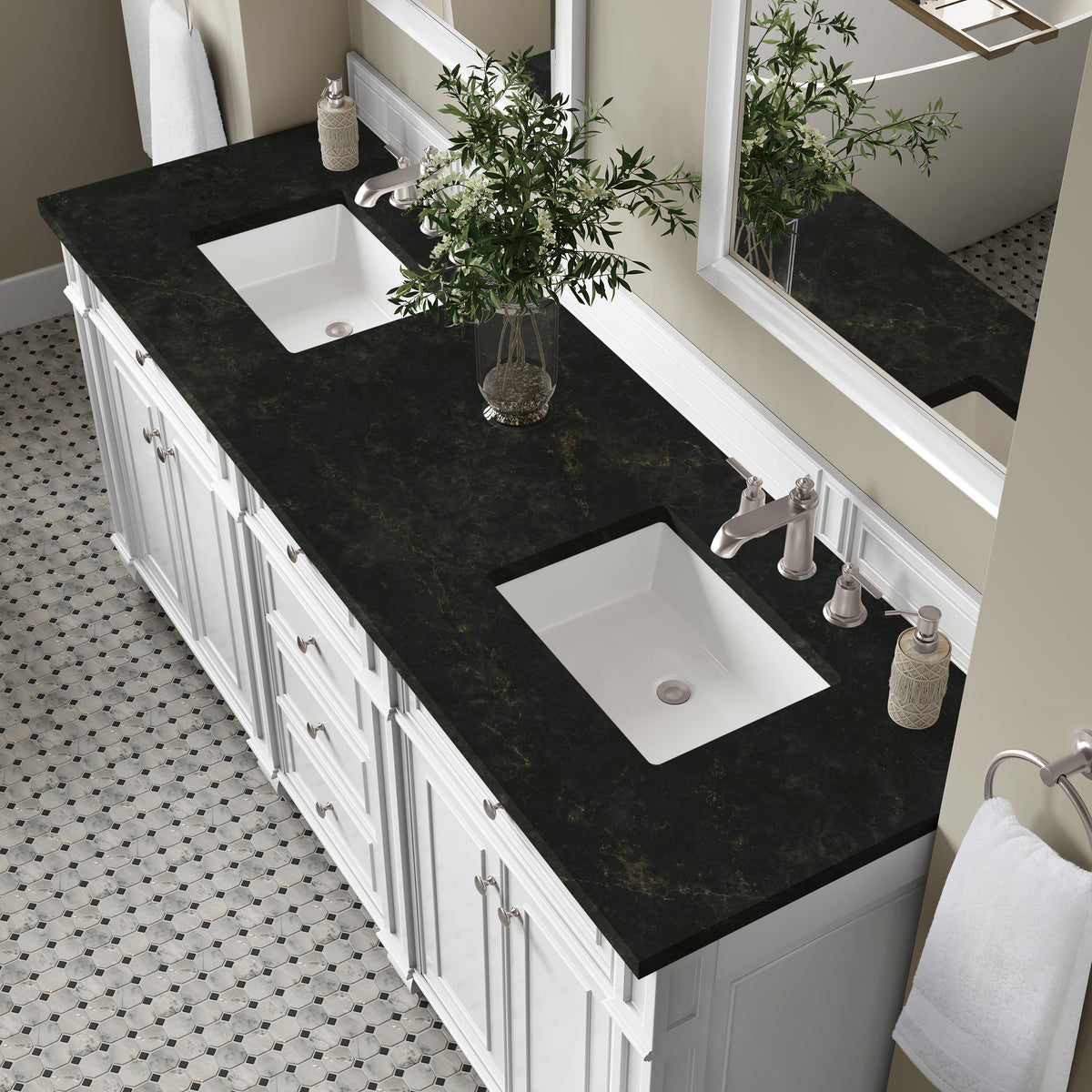 James Martin Vanities Bristol 72" Bright White Double Vanity With 3 CM Phantome Eclos Top