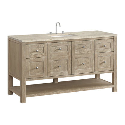 James Martin Vanities Breckenridge 60" Whitewashed Oak Single Vanity With 3cm Tajnar Eclos Top