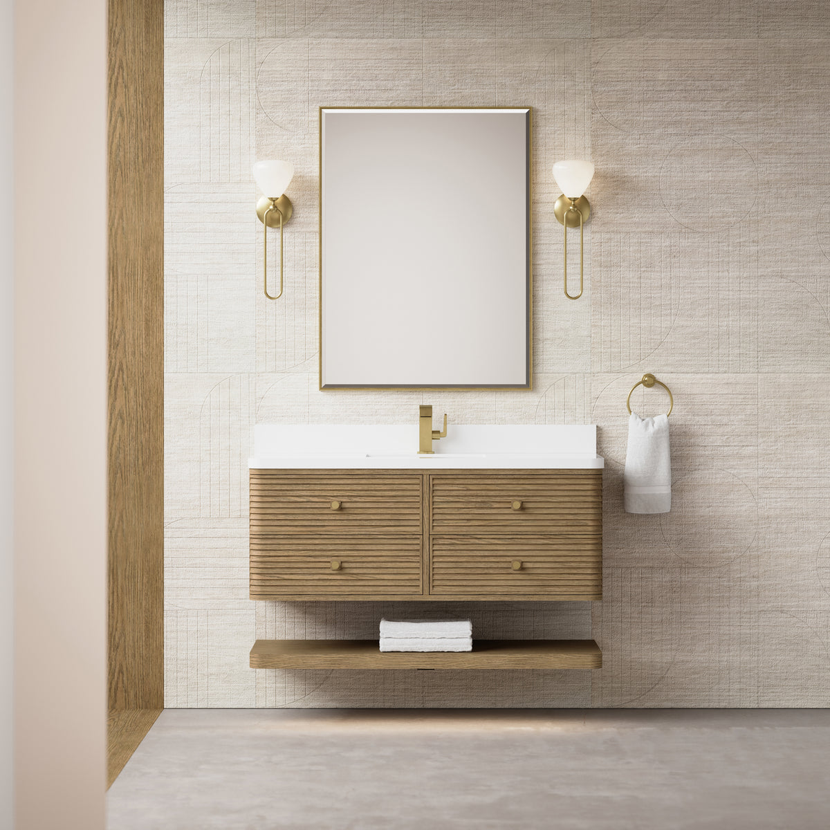 James Martin Vanities Allamari 48" Dune Mist Single Vanity With Single Hole 3 CM White Zeus Silestone Top