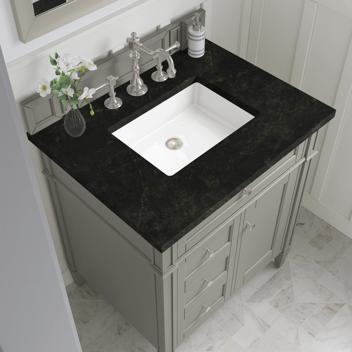 James Martin Vanities Brittany 30" Urban Gray Single Vanity With 3 CM Phantome Eclos Top