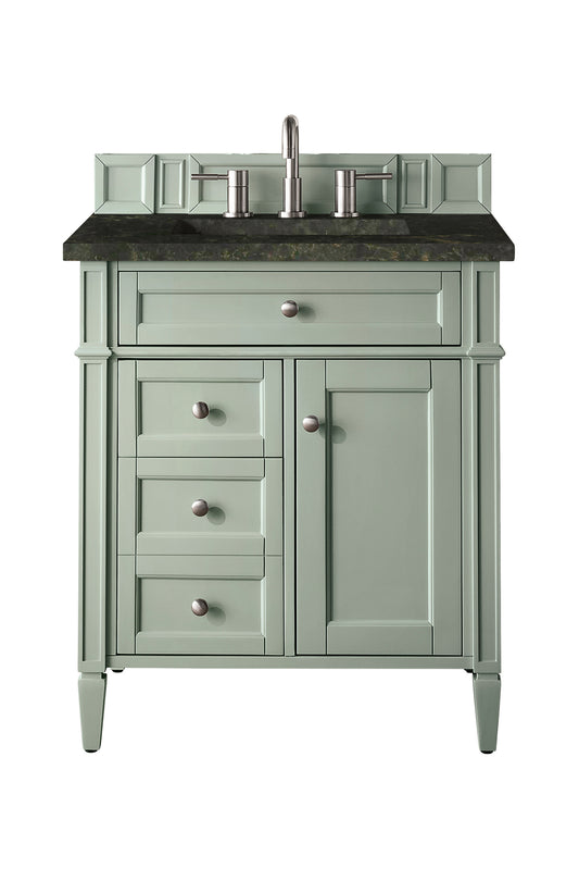 James Martin Vanities Brittany 30" Sage Green Single Vanity With 3 CM Phantome Eclos Top