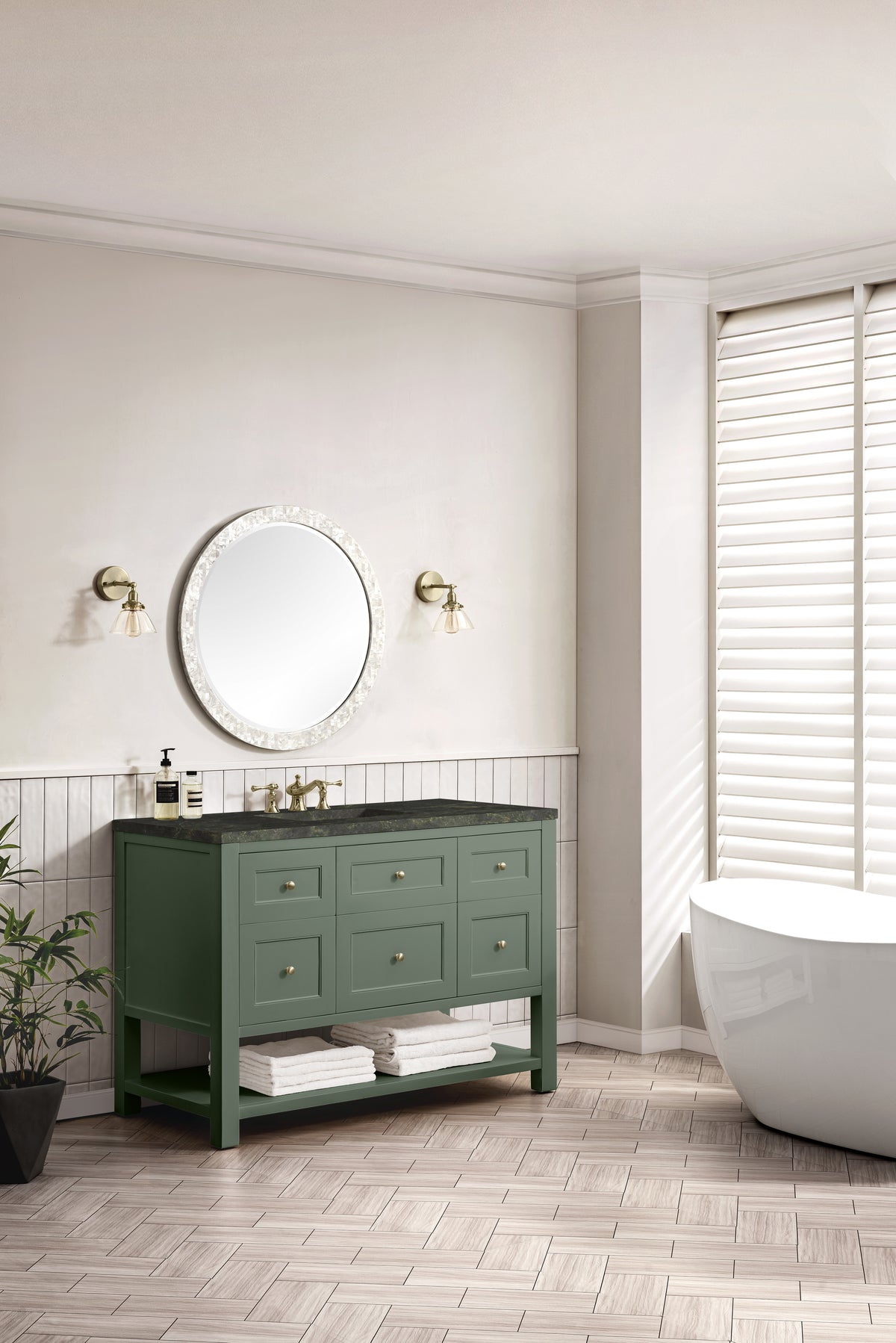 James Martin Vanities Breckenridge 48" Smokey Celadon Single Vanity With 3cm Phantome Eclos Top