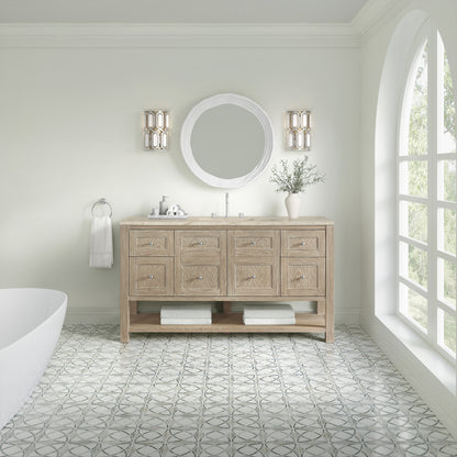James Martin Vanities Breckenridge 60" Whitewashed Oak Single Vanity With 3cm Tajnar Eclos Top
