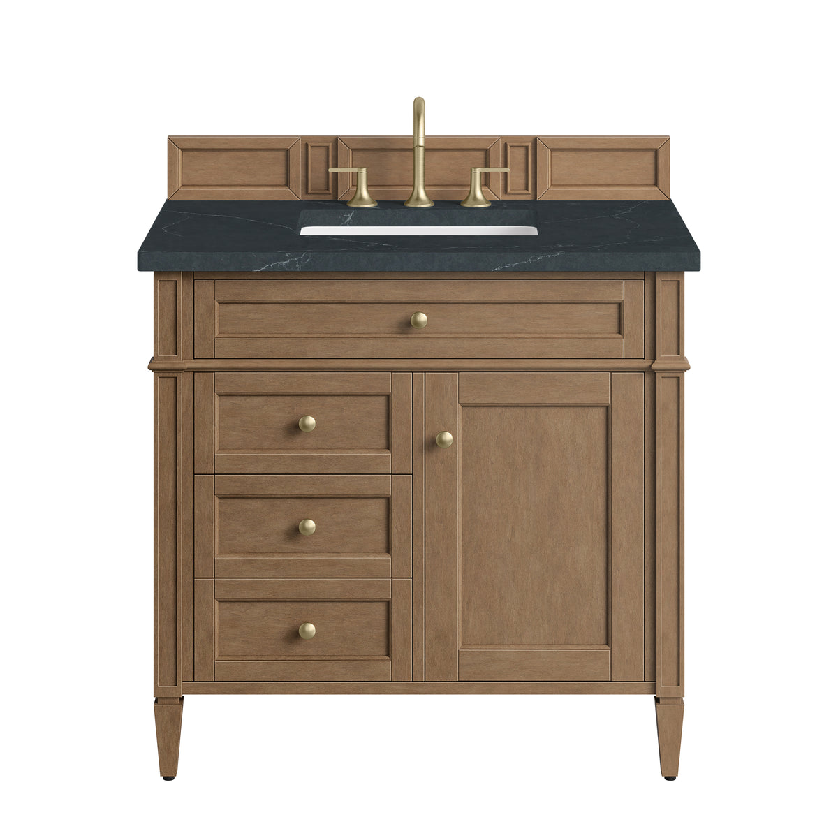 James Martin Vanities Brittany 36" Pecan Single Vanity With 3 CM Charcoal Soapstone Silestone Top