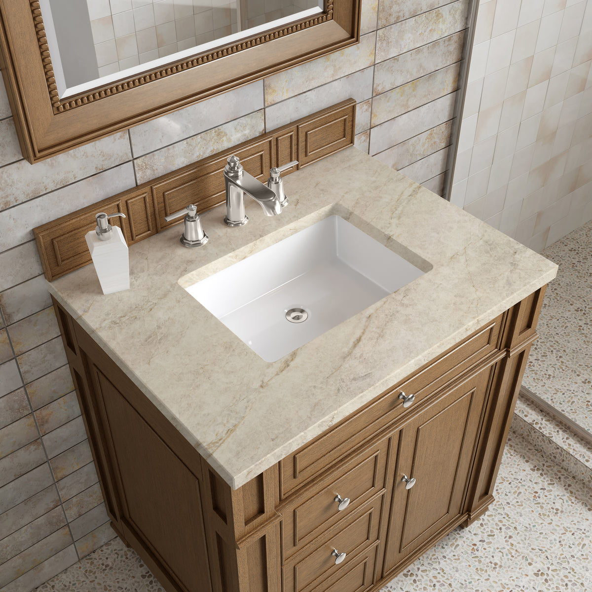 James Martin Vanities Bristol 30" Saddle Brown Single Vanity With 3 CM Tajnar Eclos Top