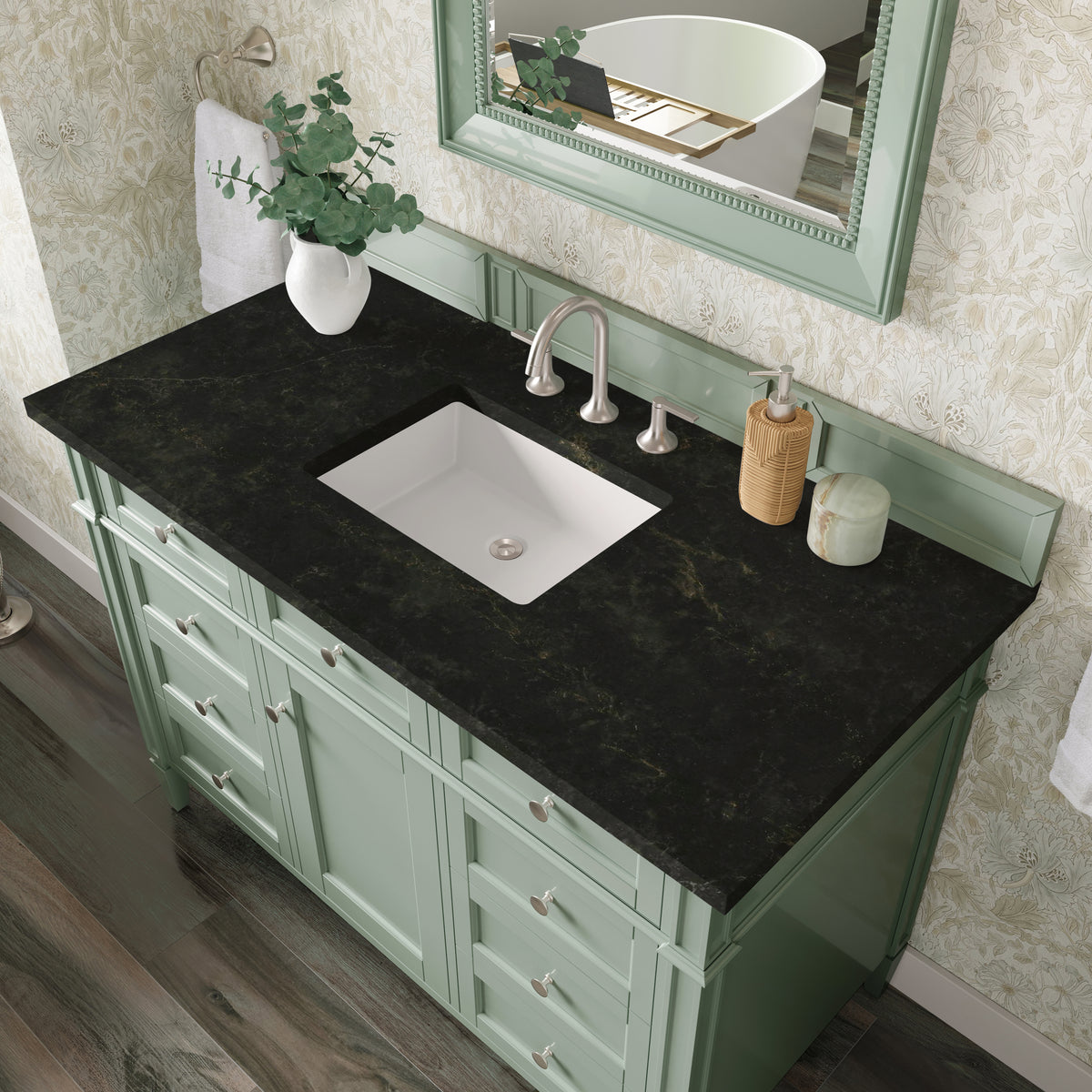 James Martin Vanities Brittany 48" Sage Green Single Vanity With 3 CM Phantome Eclos Top