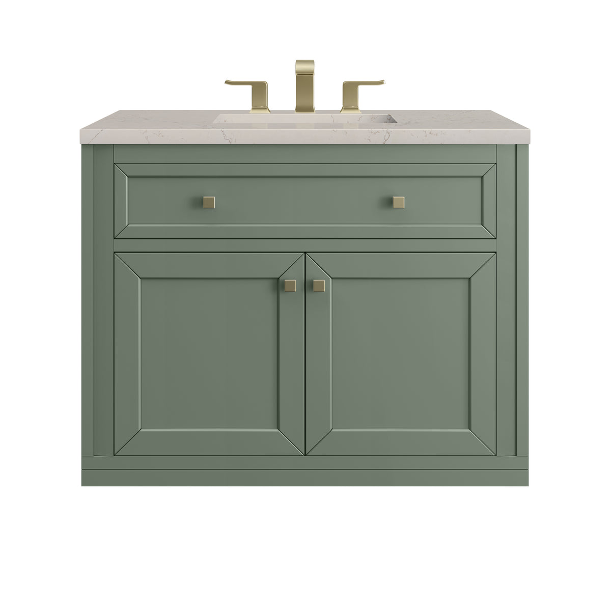 James Martin Vanities Chicago 36" Smokey Celadon Single Vanity With 3 CM Siberian Silestone Top