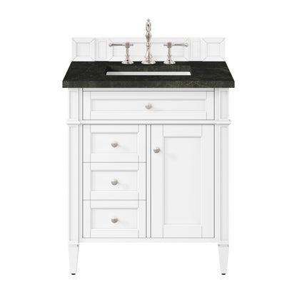 James Martin Vanities Brittany 30" Bright White Single Vanity With 3 CM Phantome Eclos Top