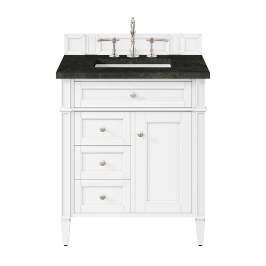James Martin Vanities Brittany 30" Bright White Single Vanity With 3 CM Phantome Eclos Top