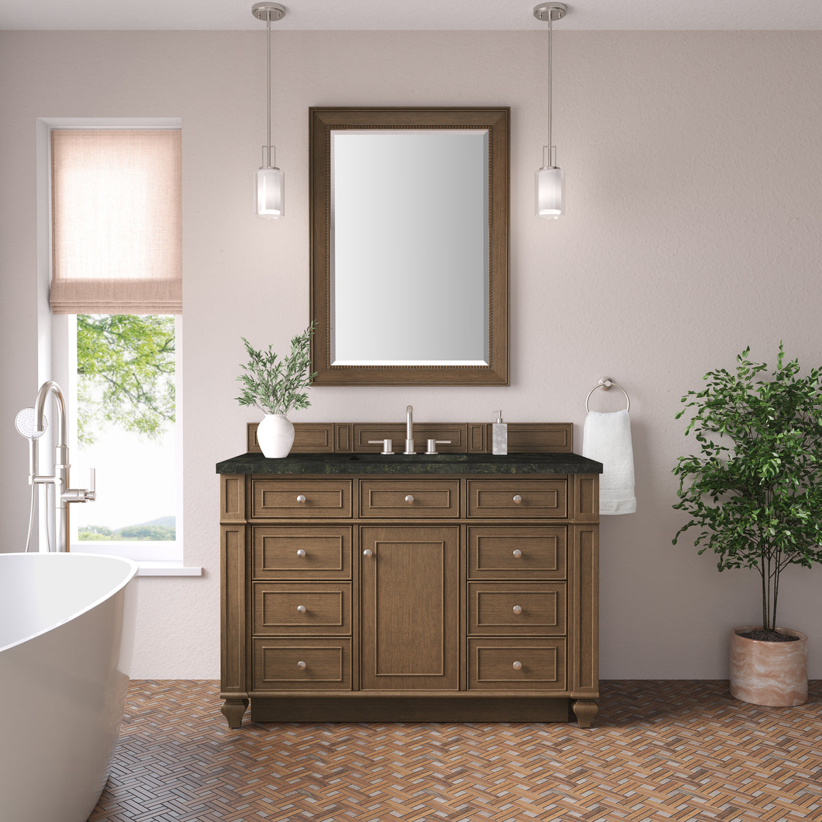 James Martin Vanities Bristol 48" Saddle Brown Single Vanity With 3 CM Phantome Eclos Top