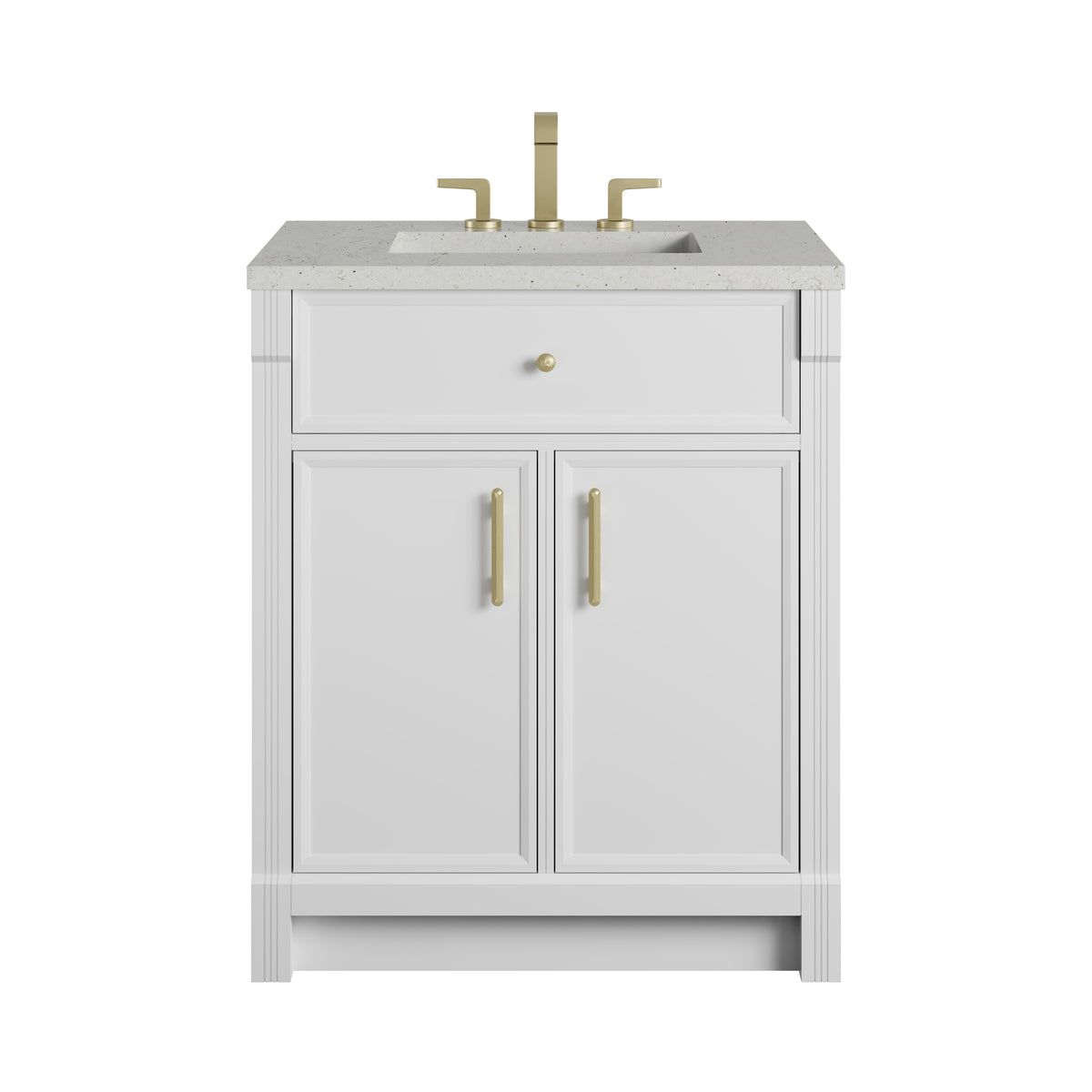 James Martin Vanities Bellshire 30" Bright White Single Vanity With 3 CM Lime Delight Silestone Top