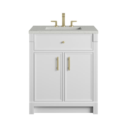 James Martin Vanities Bellshire 30" Bright White Single Vanity With 3 CM Lime Delight Silestone Top