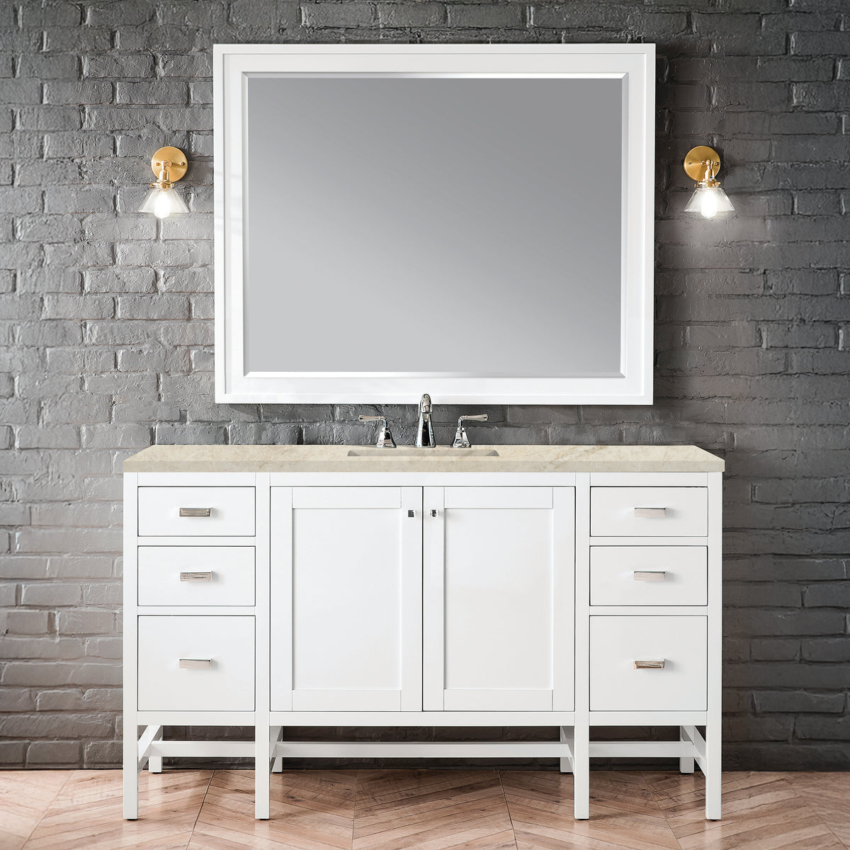 James Martin Vanities Addison 60" Glossy White Single Vanity With 3 CM Tajnar Eclos Top