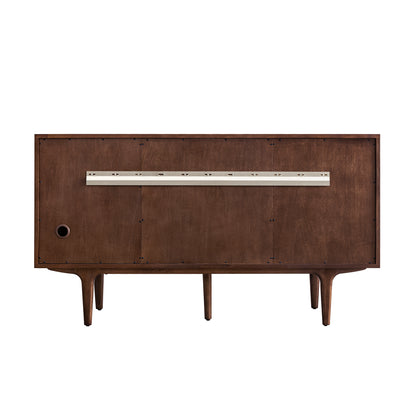 James Martin Vanities Amberly 60" Mid-Century Walnut Double Vanity With 3 CM Siberian Silestone Top and FreePower Wireless Charger