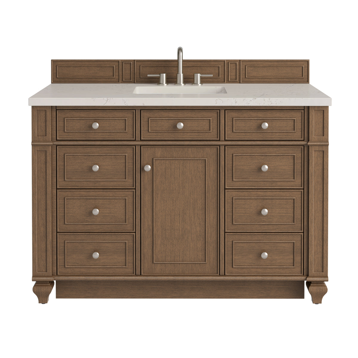 James Martin Vanities Bristol 48" Saddle Brown Single Vanity With 3 CM Siberian Silestone Top