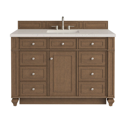 James Martin Vanities Bristol 48" Saddle Brown Single Vanity With 3 CM Siberian Silestone Top
