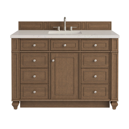 James Martin Vanities Bristol 48" Saddle Brown Single Vanity With 3 CM Siberian Silestone Top