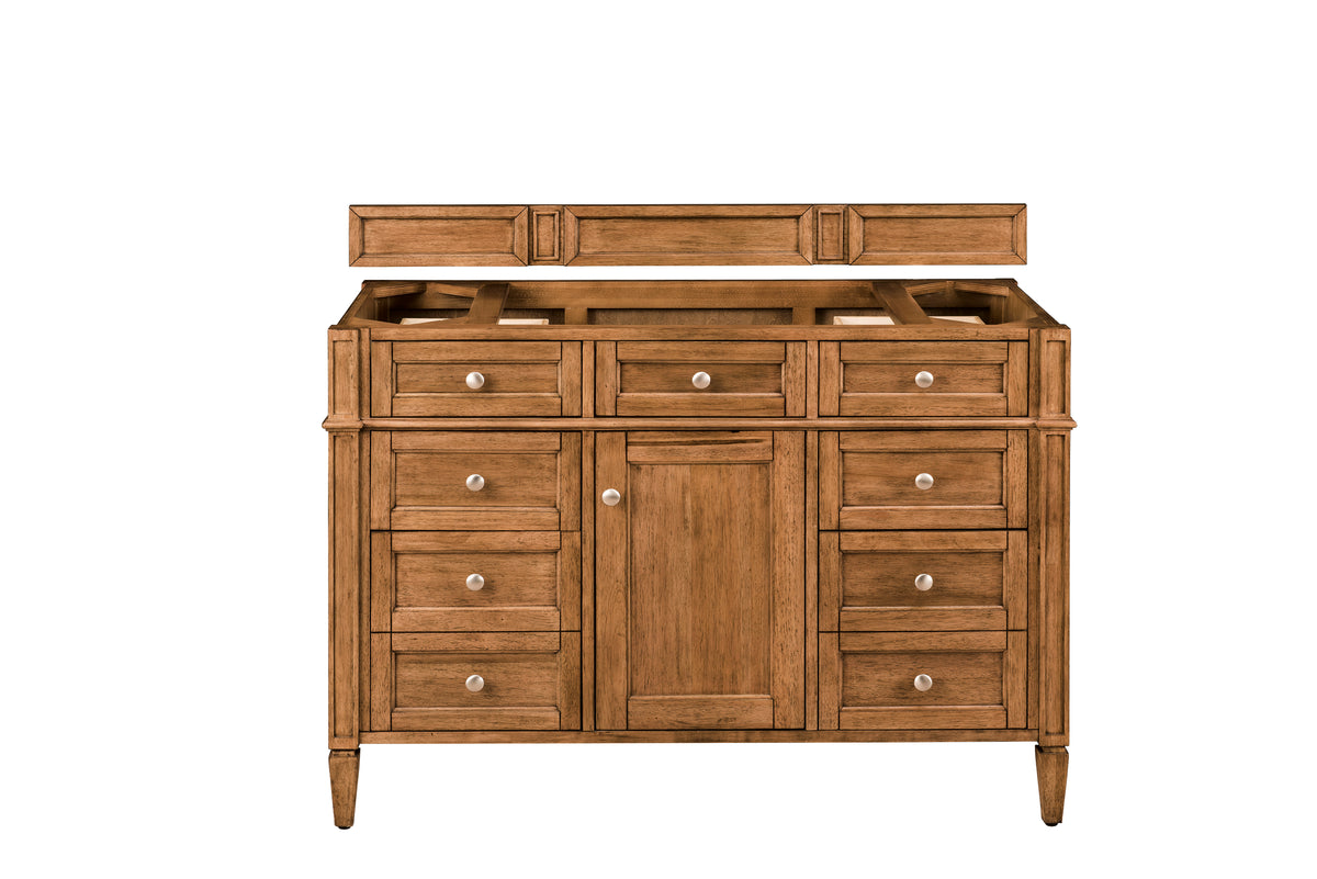James Martin Vanities Brittany 48" Saddle Brown Single Vanity With 3 CM Siberian Silestone Top