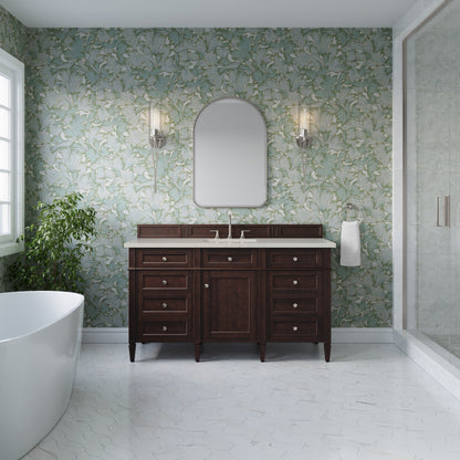 James Martin Vanities Brittany 60" Burnished Mahogany Single Vanity With 3 CM Siberian Silestone Top and FreePower Wireless Charger