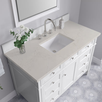 James Martin Vanities Brittany 48" Bright White Single Vanity With 3 CM Siberian Silestone Top