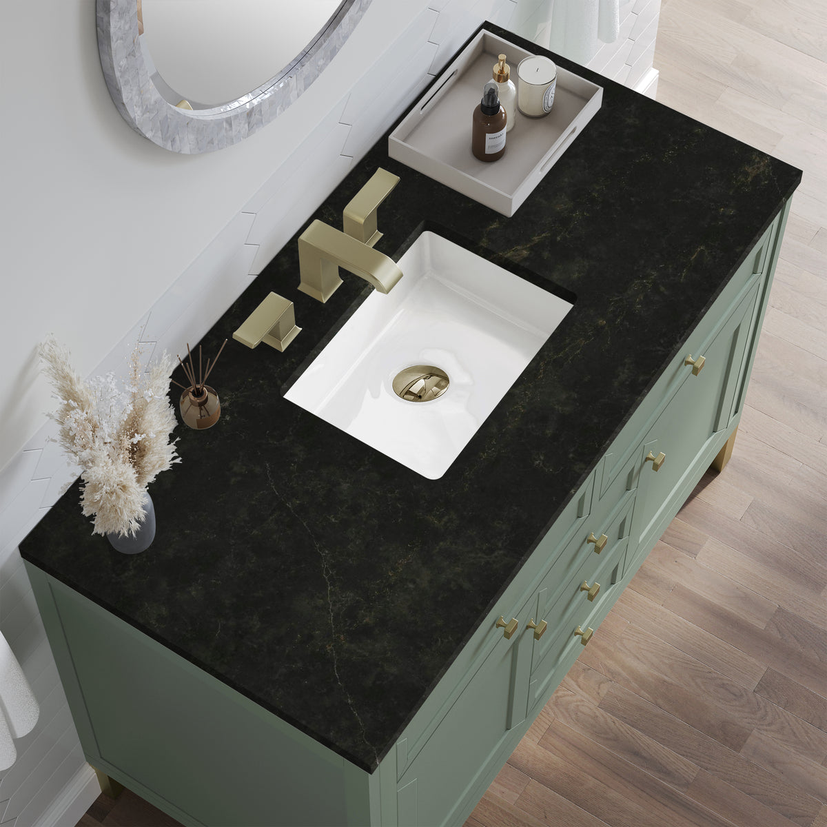 James Martin Vanities Chicago 48" Smokey Celadon Single Vanity With 3 CM Phantome Eclos Top