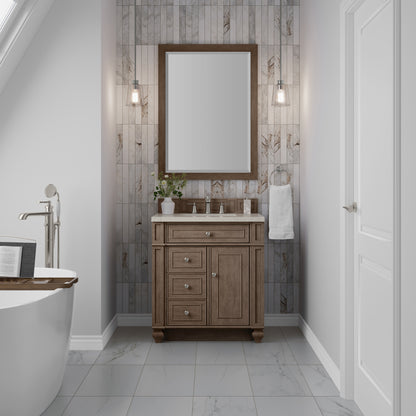 James Martin Vanities Bristol 30" Whitewashed Walnut Single Vanity With 3 CM Siberian Silestone Top
