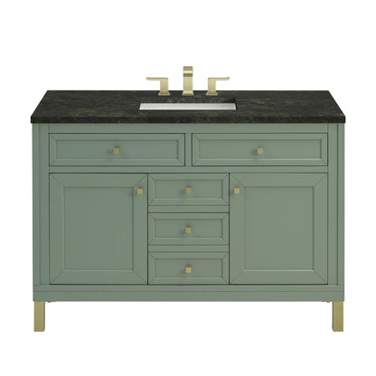 James Martin Vanities Chicago 48" Smokey Celadon Single Vanity With 3 CM Phantome Eclos Top