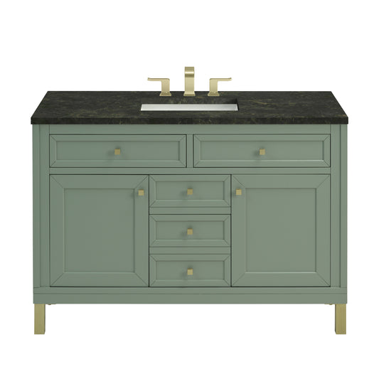 James Martin Vanities Chicago 48" Smokey Celadon Single Vanity With 3 CM Phantome Eclos Top