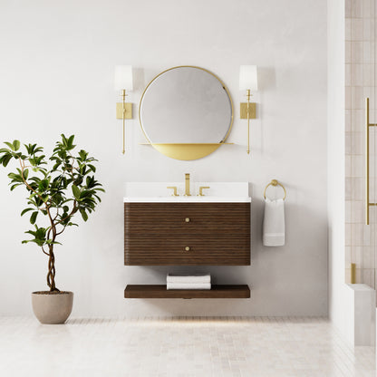 James Martin Vanities Allamari 36" Sable Single Vanity With 3 CM White Zeus Silestone Top