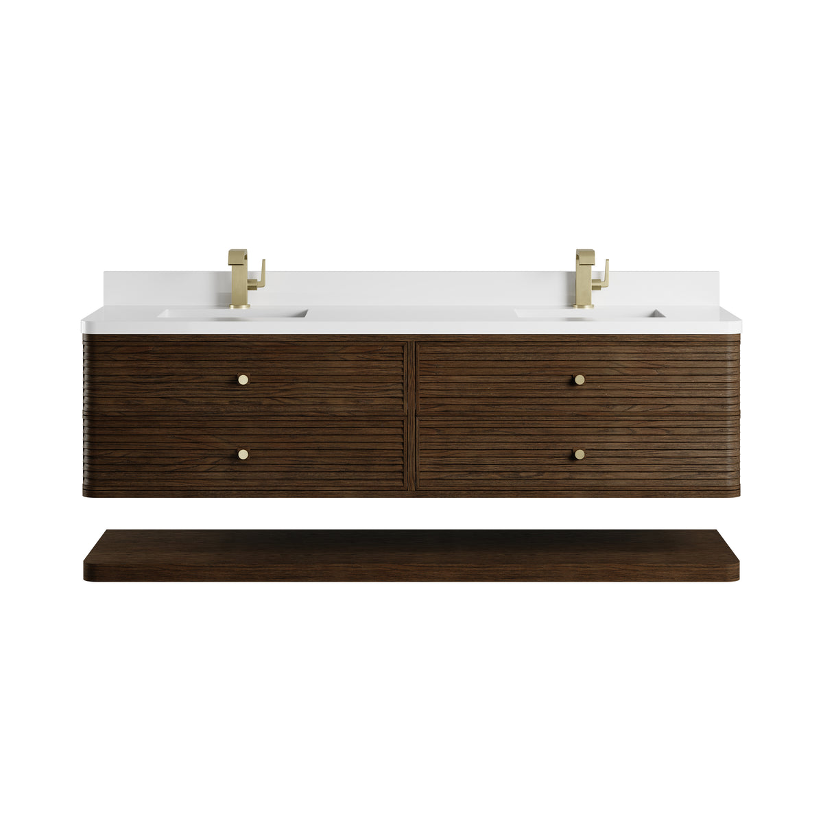 James Martin Vanities Allamari 72" Sable Double Vanity With Single Hole 3 CM White Zeus Silestone Top