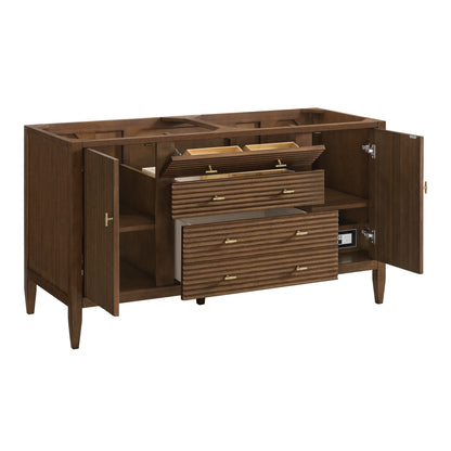 James Martin Vanities Myrrin 60" Mid-Century Walnut Double Vanity Mid