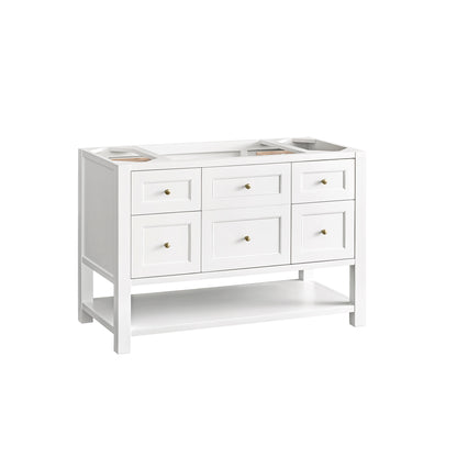 James Martin Vanities Breckenridge 48" Bright White Single Vanity With 3cm Siberian Silestone Top and FreePower Wireless Charger