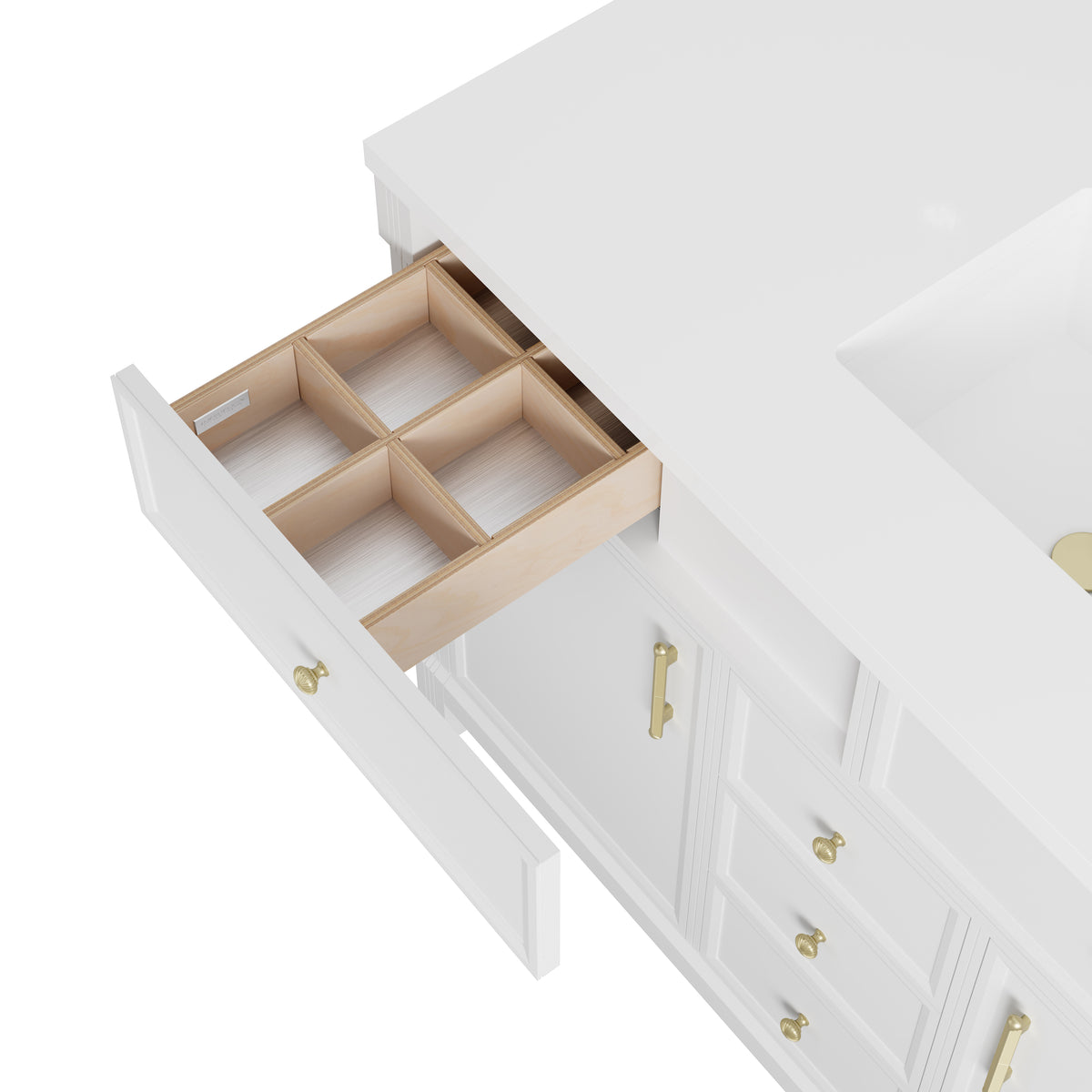 James Martin Vanities Bellshire 120" Bright White Dual Vanity Set With 3 cm Charcoal Soapstone Silestone Top and 24" Make-Up Counter