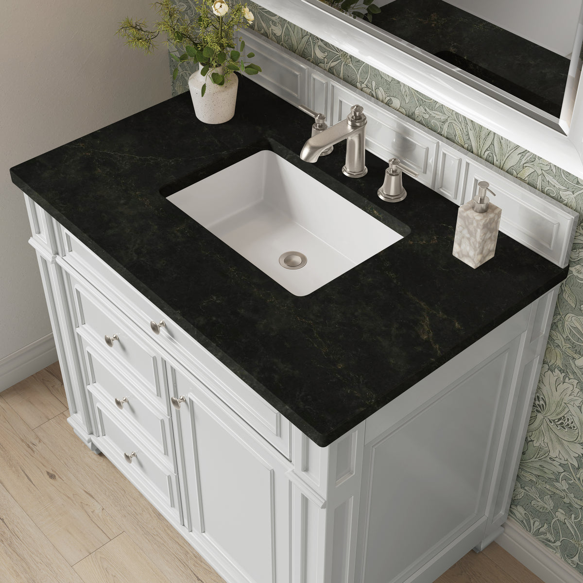 James Martin Vanities Bristol 36" Bright White Single Vanity With 3 CM Phantome Eclos Top
