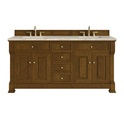 James Martin Vanities Brookfield 72" Honey Oak Double Vanity With 3 CM Tajnar Eclos Top