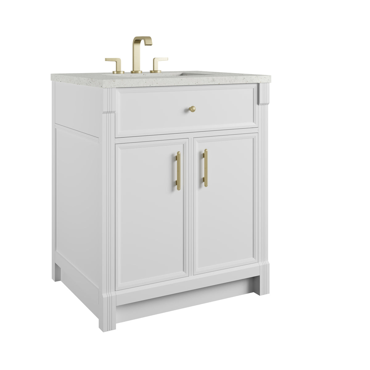 James Martin Vanities Bellshire 30" Bright White Single Vanity With 3 CM Lime Delight Silestone Top