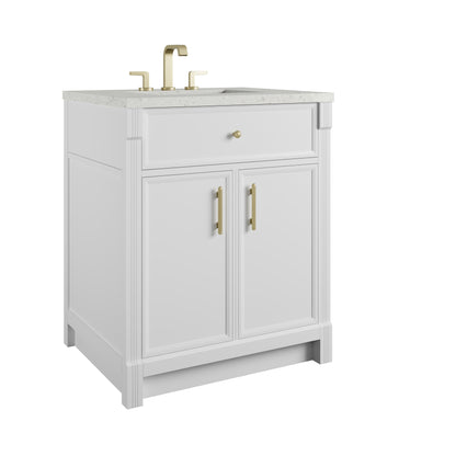 James Martin Vanities Bellshire 30" Bright White Single Vanity With 3 CM Lime Delight Silestone Top