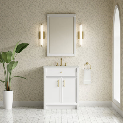 James Martin Vanities Bellshire 30" Bright White Single Vanity With 3 CM Lime Delight Silestone Top