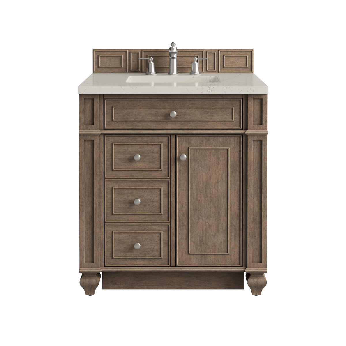 James Martin Vanities Bristol 30" Whitewashed Walnut Single Vanity With 3 CM Siberian Silestone Top