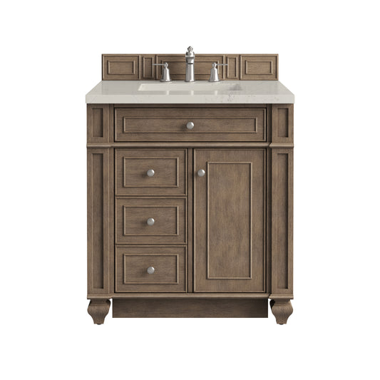James Martin Vanities Bristol 30" Whitewashed Walnut Single Vanity With 3 CM Siberian Silestone Top
