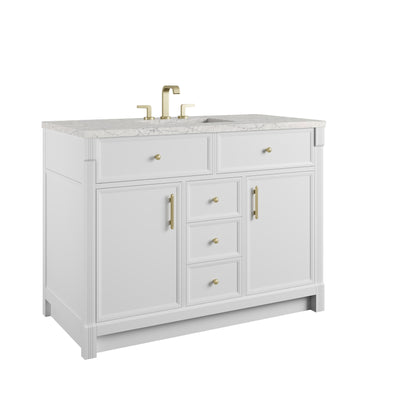 James Martin Vanities Bellshire 48" Bright White Single Vanity With 3 CM Eternal Jasmine Pearl Silestone Top