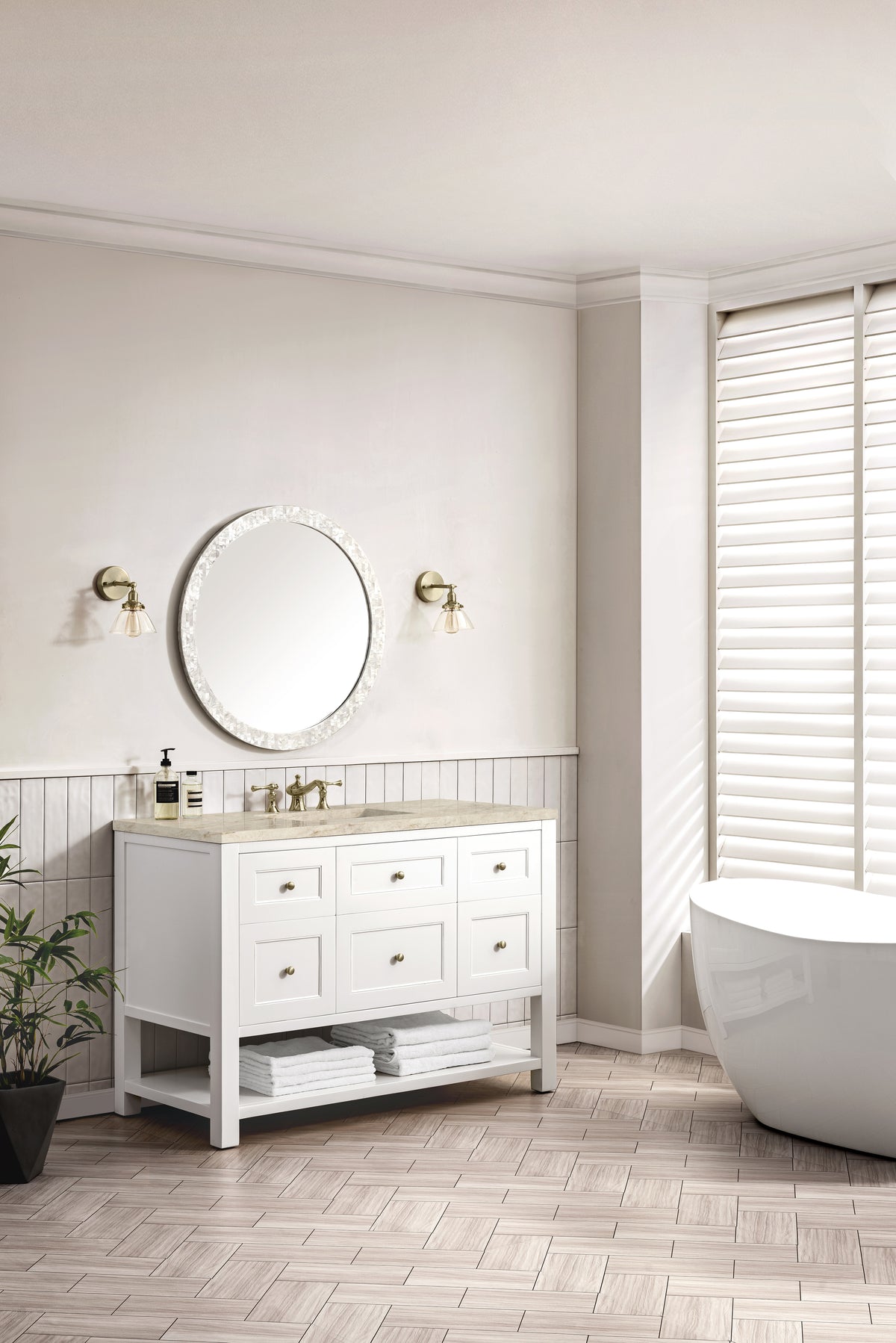James Martin Vanities Breckenridge 48" Bright White Single Vanity With 3cm Tajnar Eclos Top